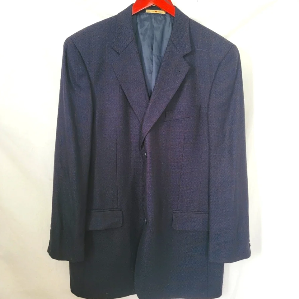 Vintage Joseph Abboud Plaid Navy Red Sports Coat Size 42